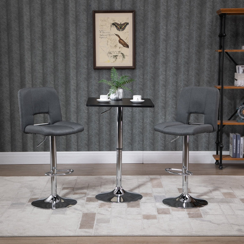 Modern Black and Silver Swivel Bar Table with Adjustable Height