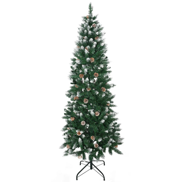 6 Ft Snowy Pine Cone Christmas Tree - Indoor Decor - Green & White
