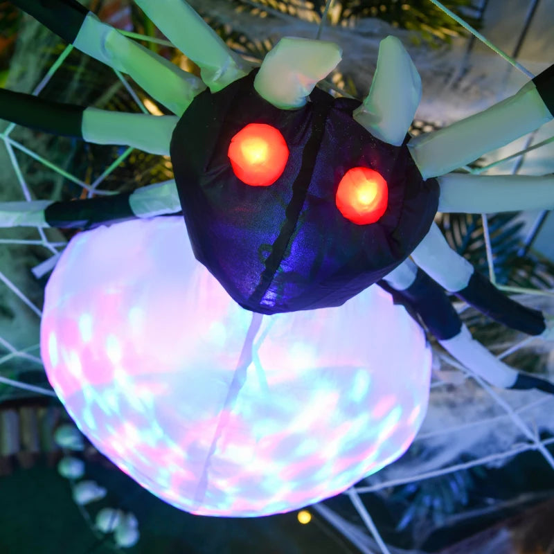 5FT Long Hanging Halloween Inflatable Spider with LED Lights - Outdoor Garden Display