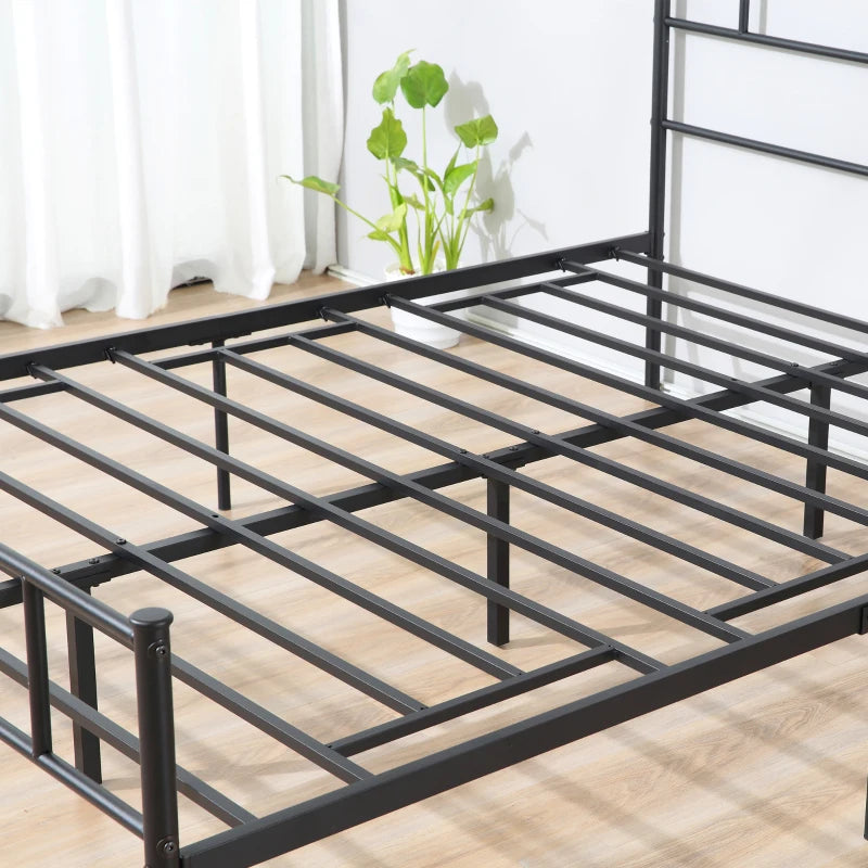 Black Metal Double Bed Frame with Storage Space