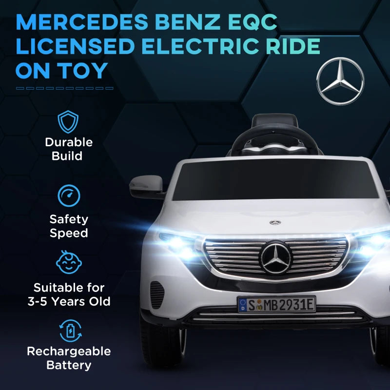 White 12V Kids Electric Ride On Car with Remote Control - Music, Lights, Bluetooth