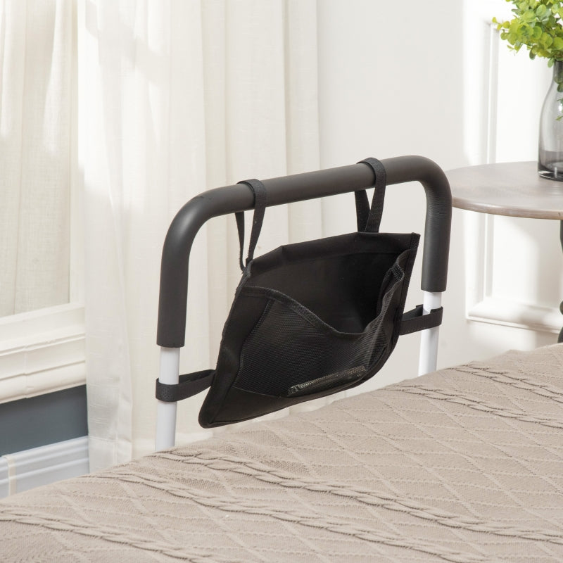 Adjustable White Bed Safety Rail with Storage Pocket