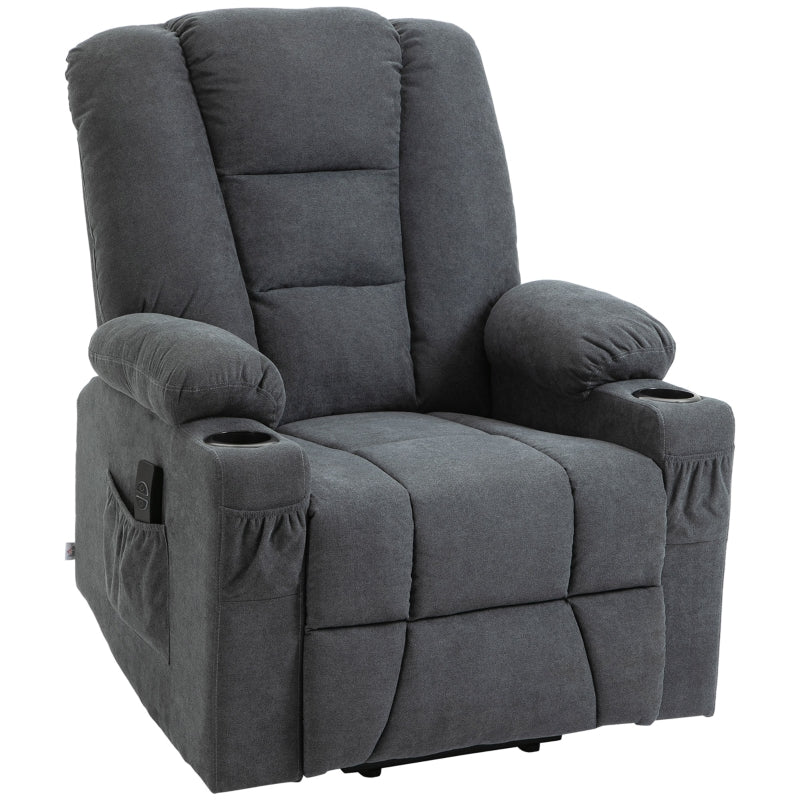 Charcoal Grey Elderly Lift Chair with Remote Control and Storage