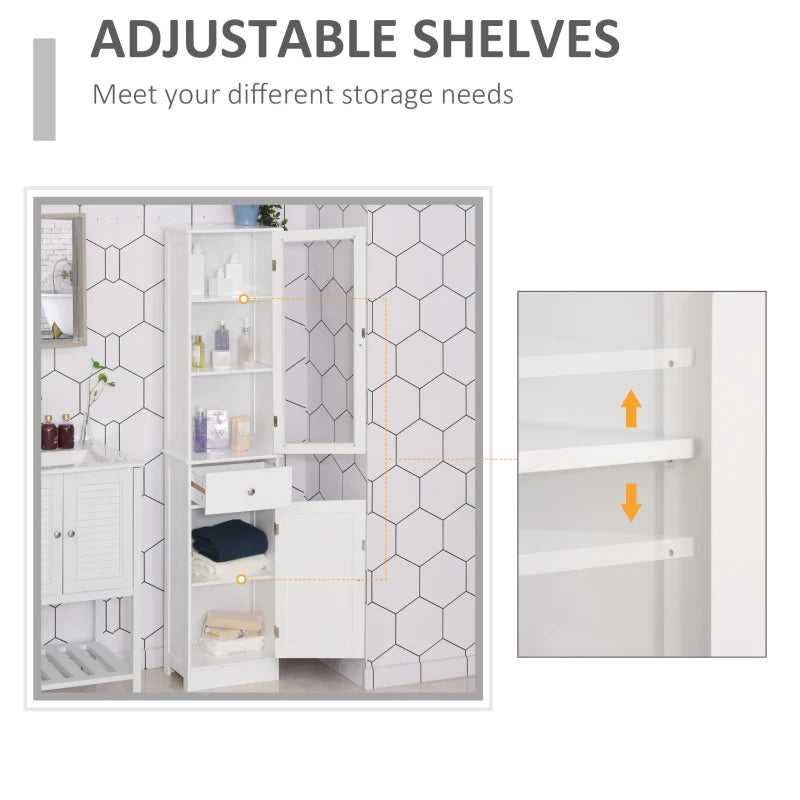 White Bathroom Storage Cabinet with 3-Tier Shelf Drawer