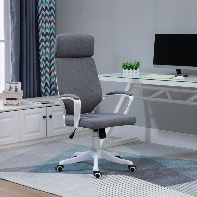 Grey Ergonomic High Back Office Chair with Headrest and Lumbar Support