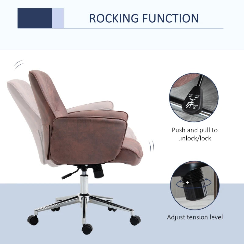 Red Swivel Office Desk Chair with Armrest and Wheels