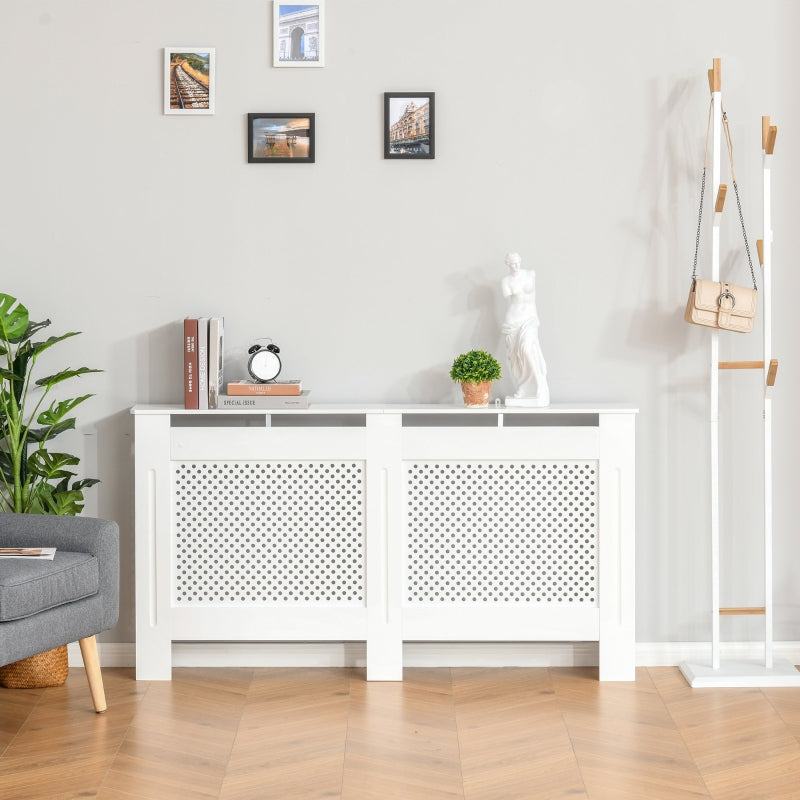 White Wooden Radiator Cover - Modern Home Furniture (Large)