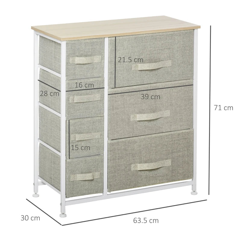 Vertical 7-Drawer Linen Storage Cabinet - White/Light Grey