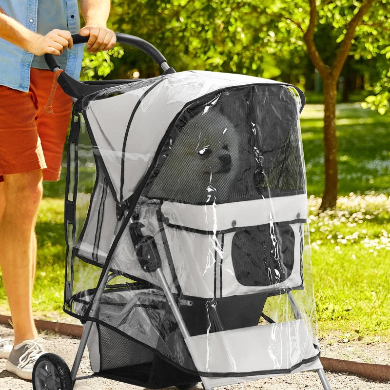 Waterproof Dog Stroller Cover, Rear Entry Rain Shield for Pet Pram