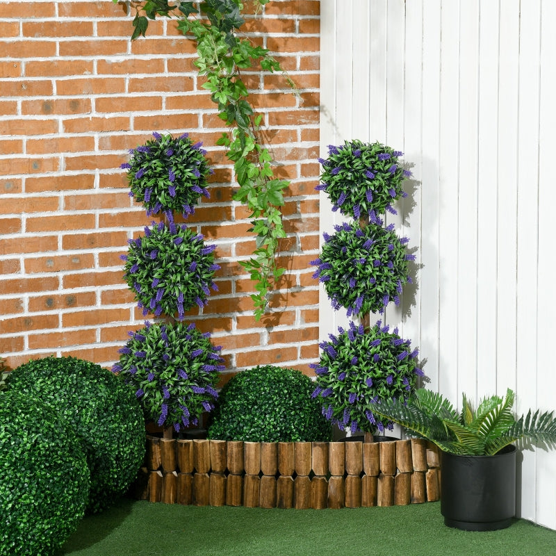 Set of 2 Lavender Flower Ball Trees with Pot, Indoor Outdoor Decor, 110cm