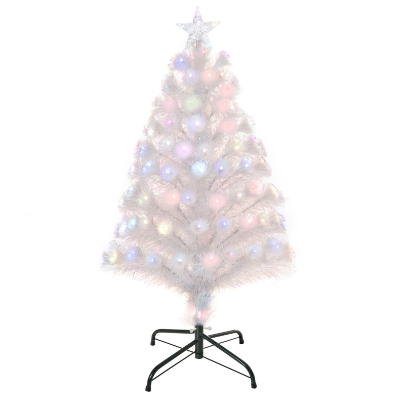 3FT Pre-Lit White Fibre Optic Christmas Tree with LED Lights