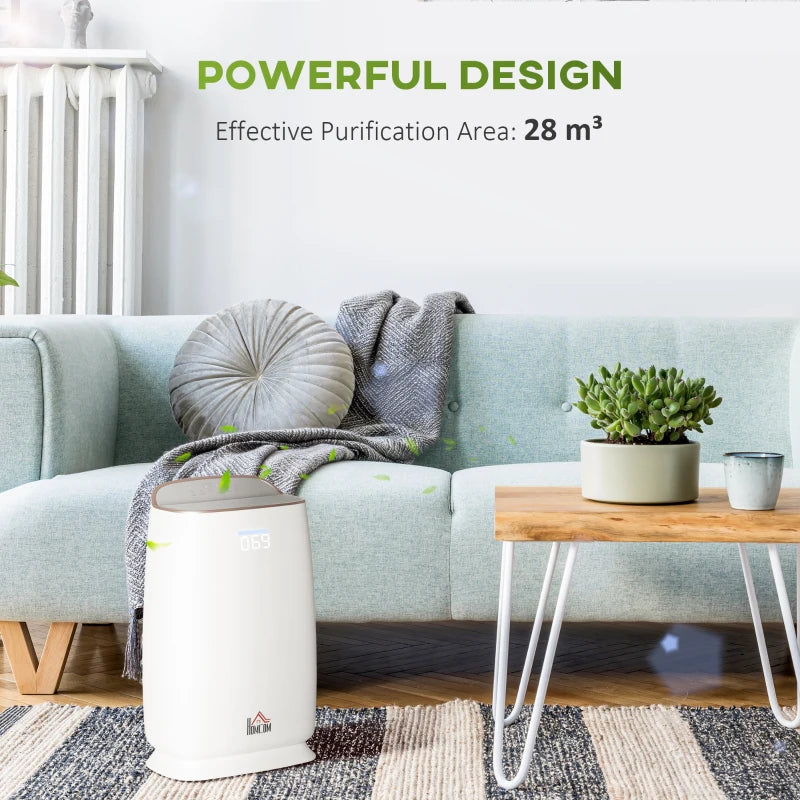 Quiet Bedroom Air Purifier with Carbon HEPA Filtration - White