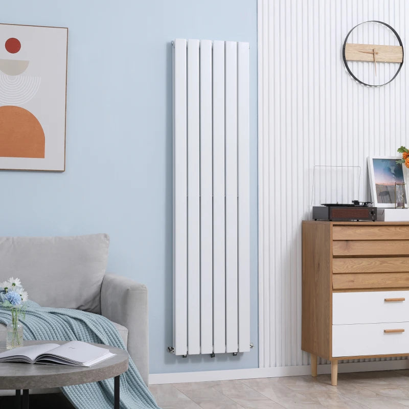 White Vertical Designer Radiator - 456 x 1800 mm Double Panel Wall Heater