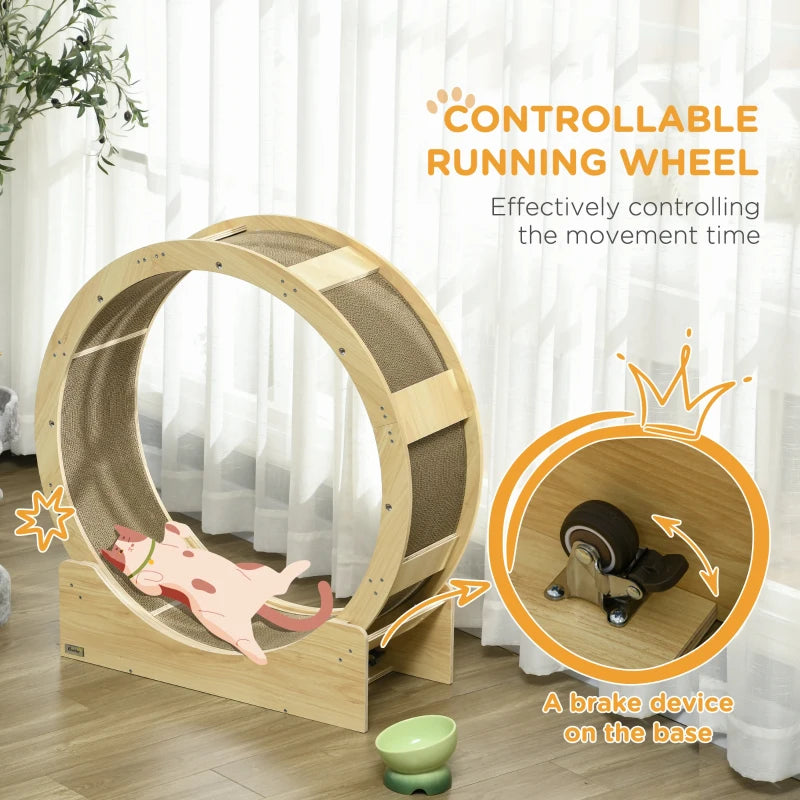 Oak Cat Exercise Wheel with Brake and Scratching Pads