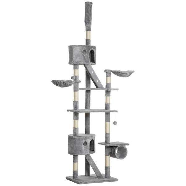 Adjustable Floor-to-Ceiling Cat Tree - Light Grey