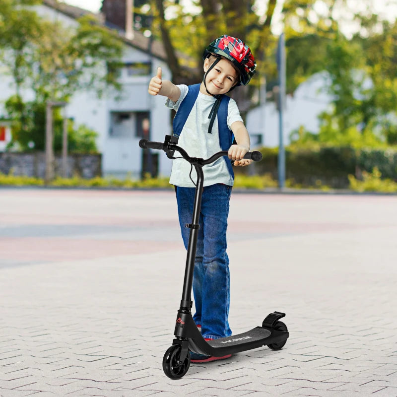 Black Electric Scooter with 120W Motor, Battery Display, Adjustable Height, Rear Brake - Ages 6+