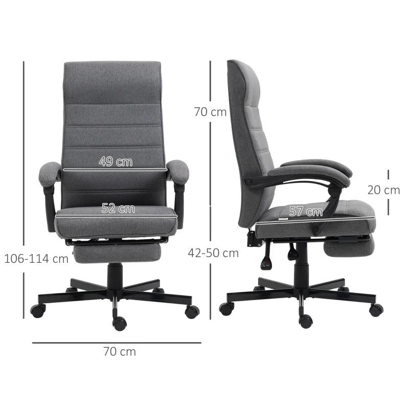Grey Fabric Swivel Office Chair with Adjustable Height and Wheels