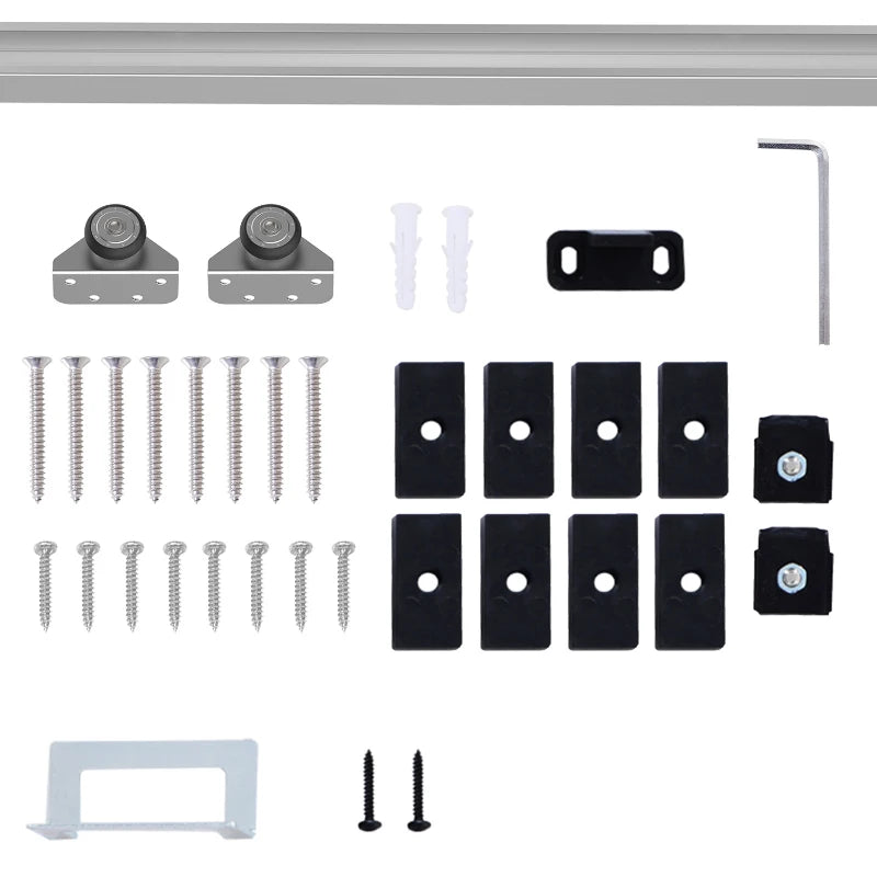 Black Sliding Barn Door Hardware Kit for Single Wooden Door 6FT