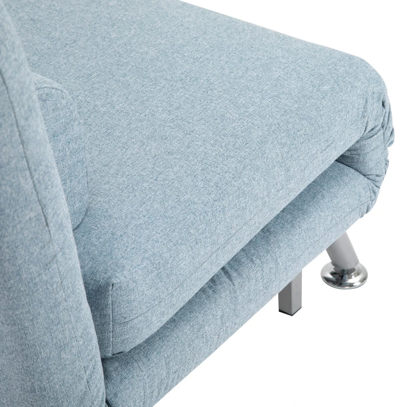Blue Convertible Sleeper Chair with Adjustable Backrest and Pillow