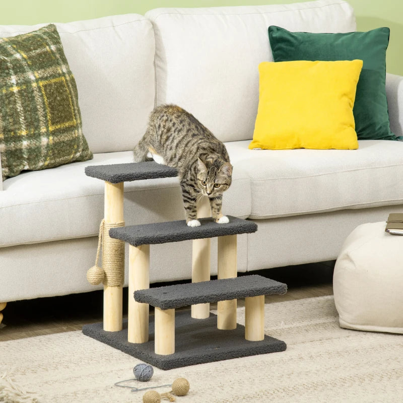 Grey 48cm Cat Tree with Toy Ball and Scratching Post