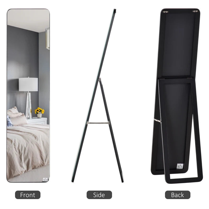 Black Full Length Mirror - Floor Standing or Wall Mount - Bedroom Dressing Mirror