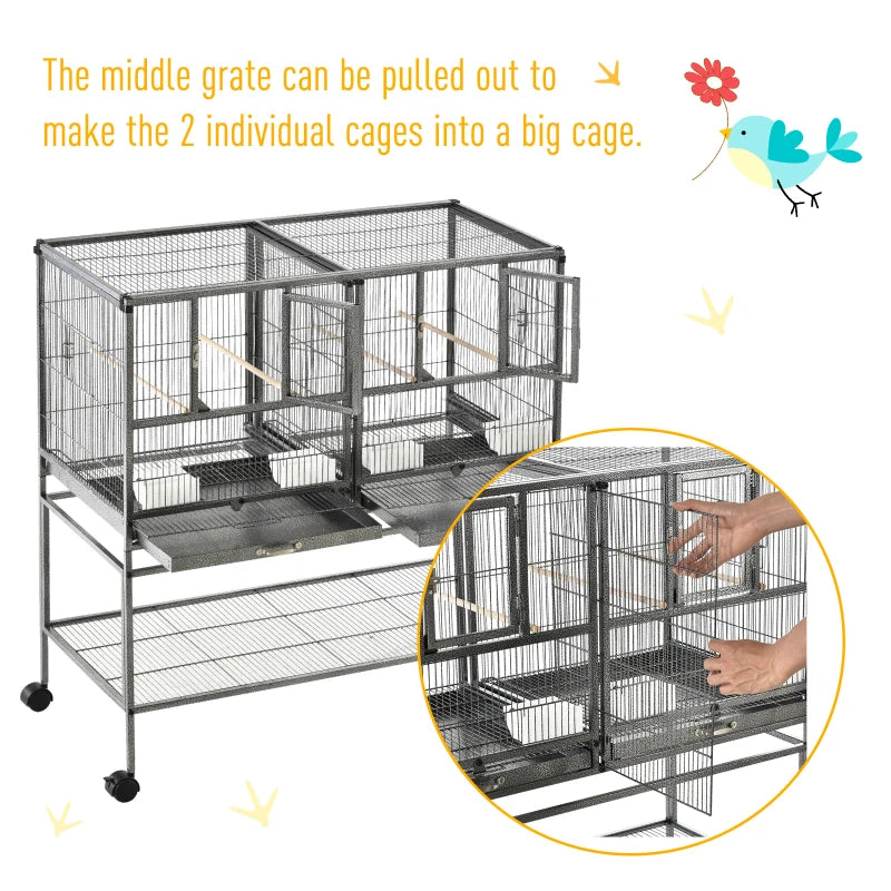 Large Metal Bird Cage for Small Birds - White