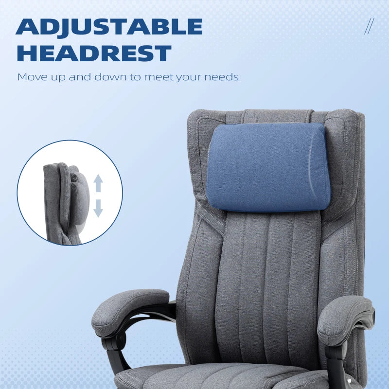 Dark Grey High Back Executive Office Chair with Adjustable Headrest and Footrest