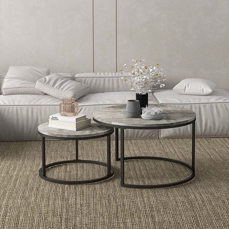 Grey and Black Nesting Coffee Tables Set
