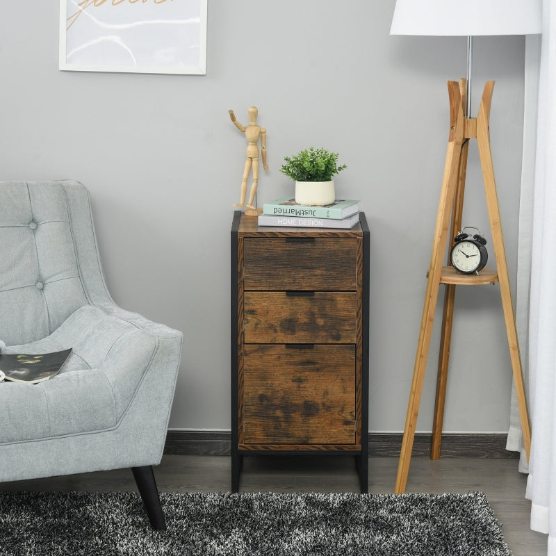 Rustic Brown 3-Drawer Industrial Dresser