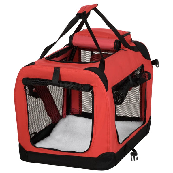 Red Foldable Pet Carrier for Small Pets - Portable Soft-Sided Travel Crate