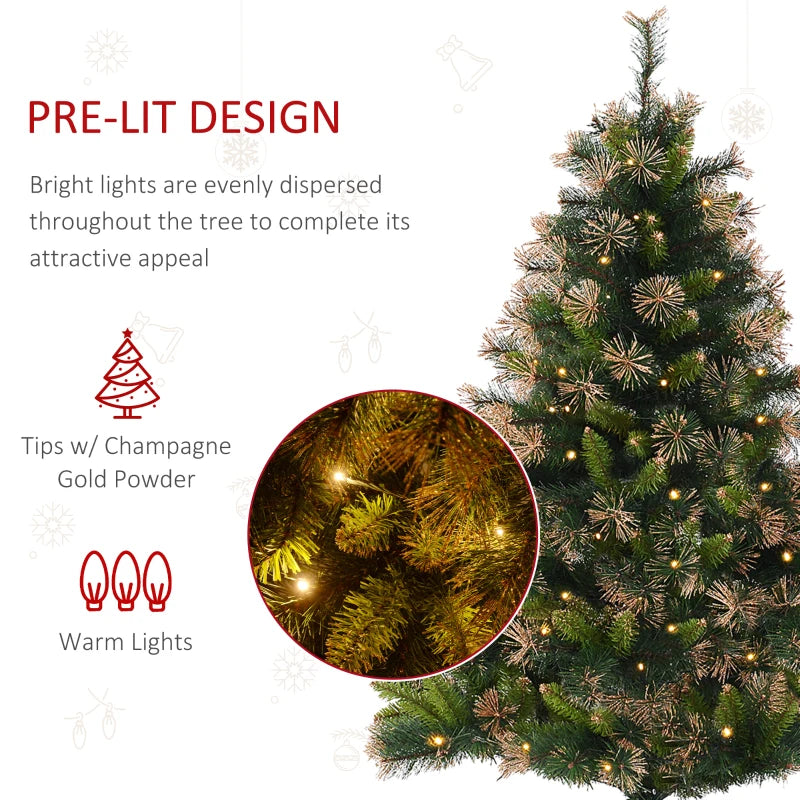 5ft Pre-Lit Artificial Spruce Christmas Tree - Warm White LED Lights