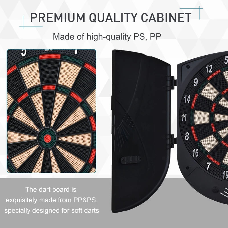 Electronic Dartboard Set with Cabinet - 26 Games, 185 Variations, 6 Darts - Multi-Game Ready