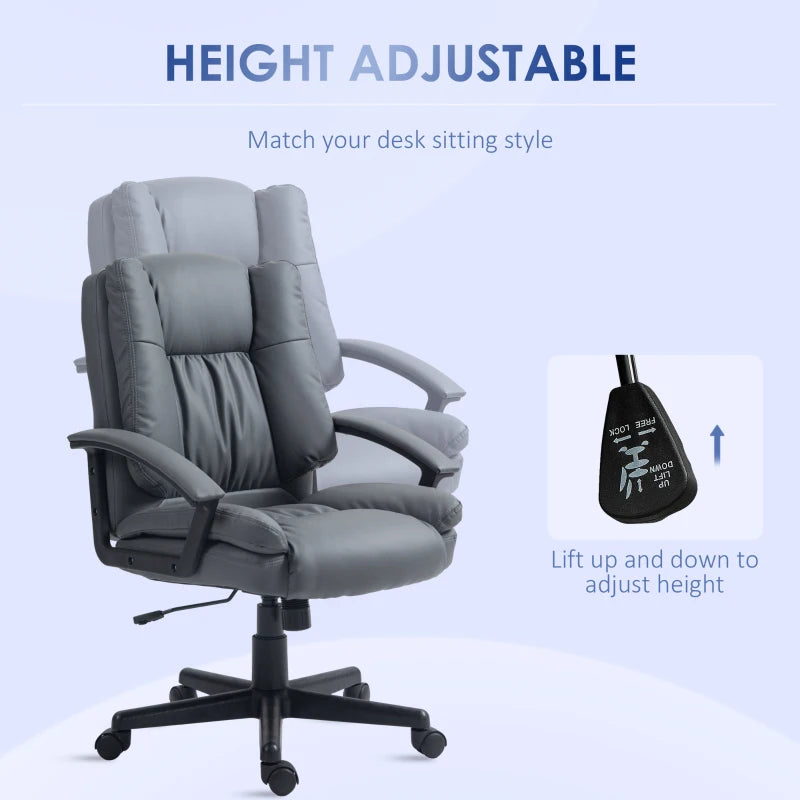 Dark Grey Faux Leather Office Chair with Adjustable Height