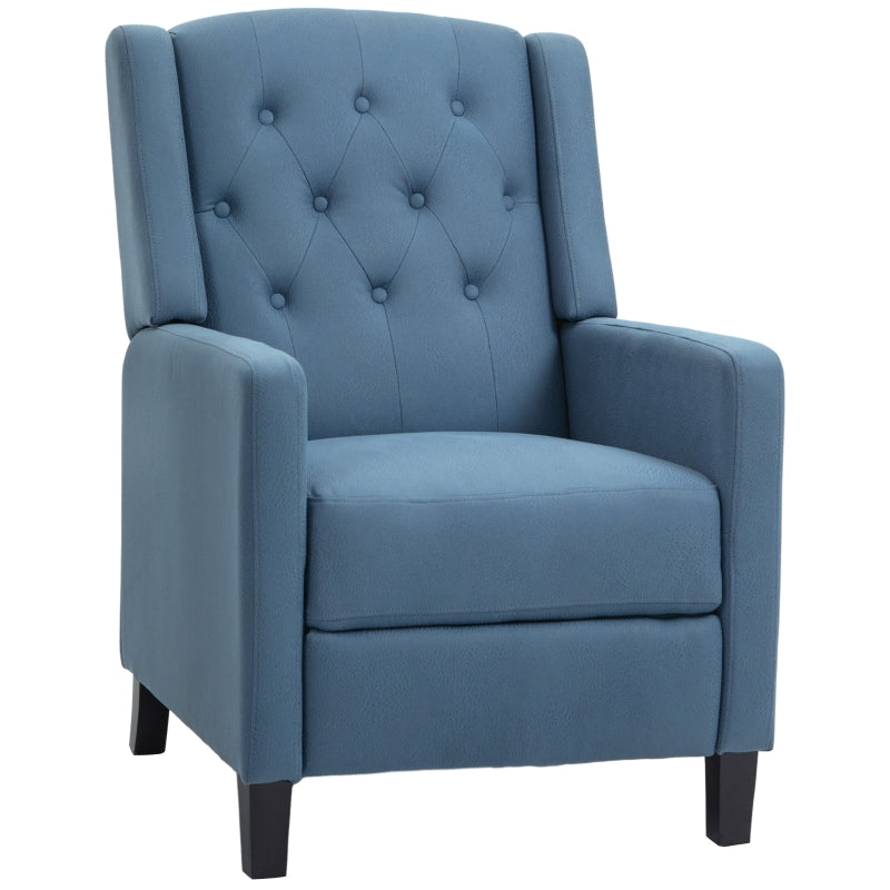 Deep Blue Wingback Recliner Chair with Leg Rest