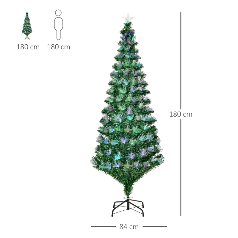 6FT Multicoloured Fibre Optic Christmas Tree with Pre-Lit Modes