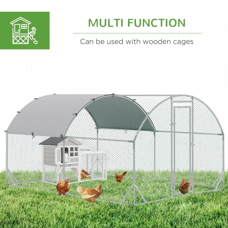 Galvanised Chicken Run with Water-Resistant Cover, 2.8 x 3.8 x 2m