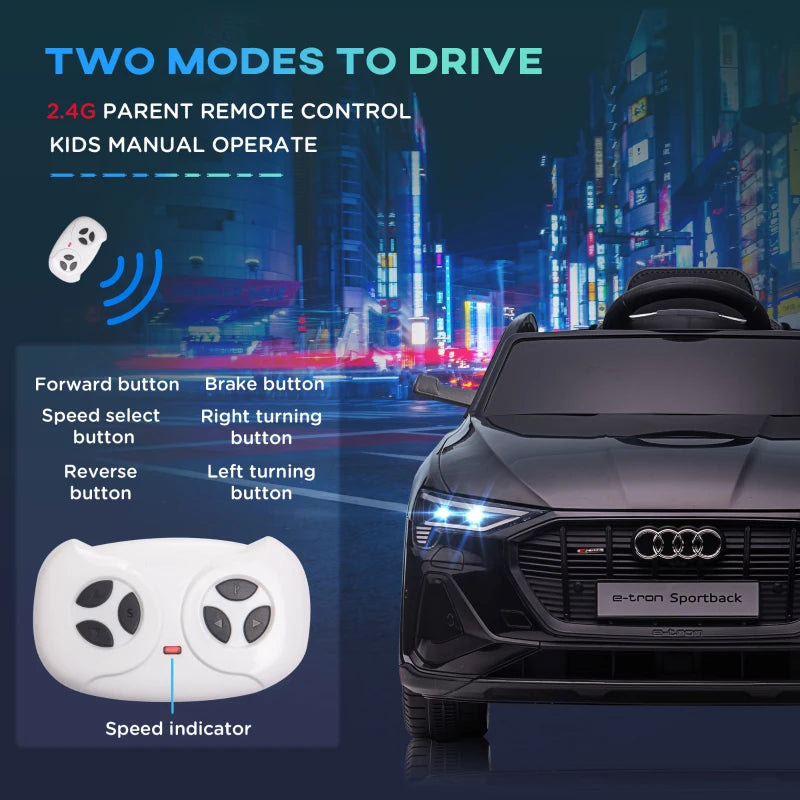 Black Audi E-tron 12V Kids Electric Ride On Car with Remote Control