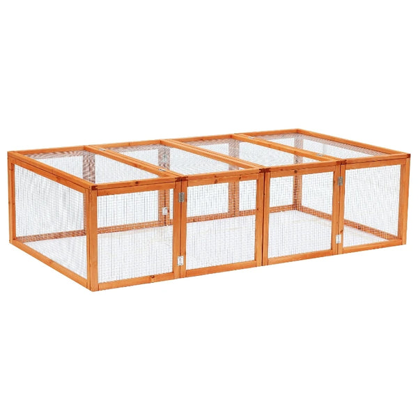 Wooden Rabbit Run Cage 6ft with Wire Mesh, Openable Roof, Outdoor Play Space - 181 x 100 x 48 cm