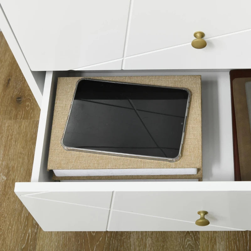 White 4-Drawer Tall Dresser with Hairpin Legs