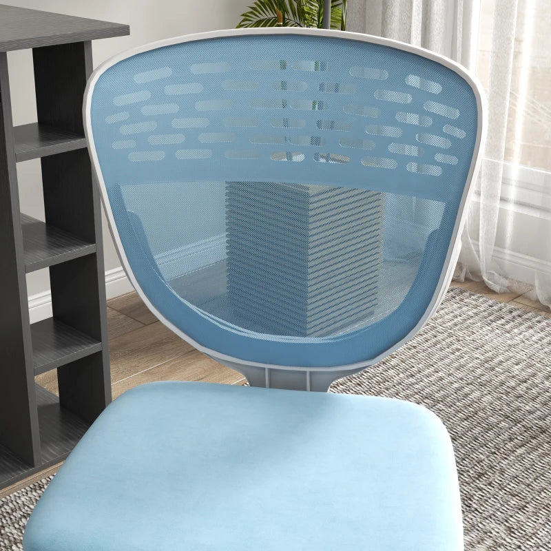 Blue Mesh Office Chair with Swivel Wheels