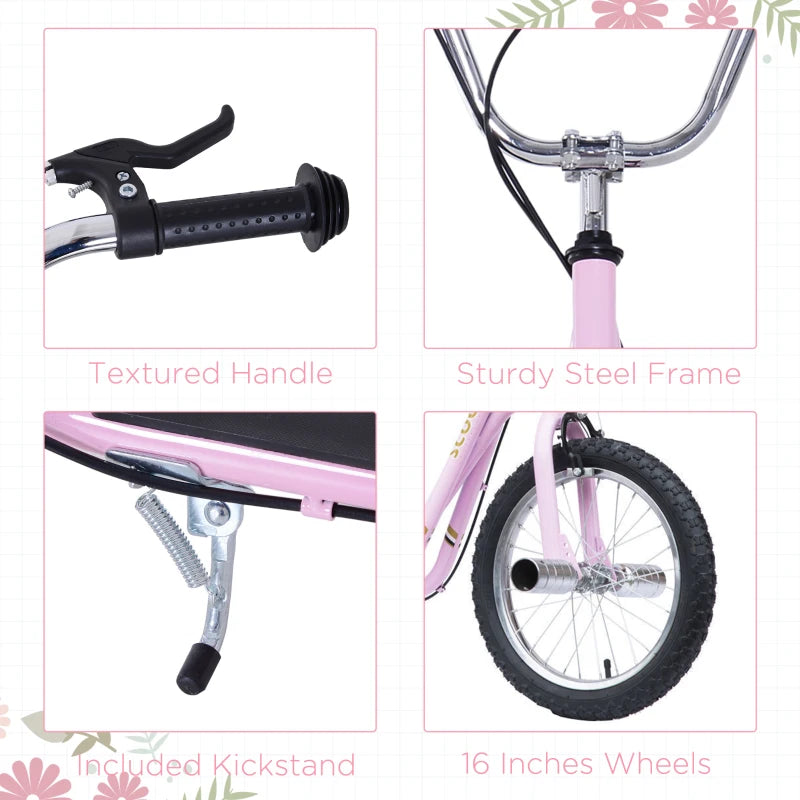 Kids Pink Stunt Scooter with Adjustable Handlebar and Dual Brakes