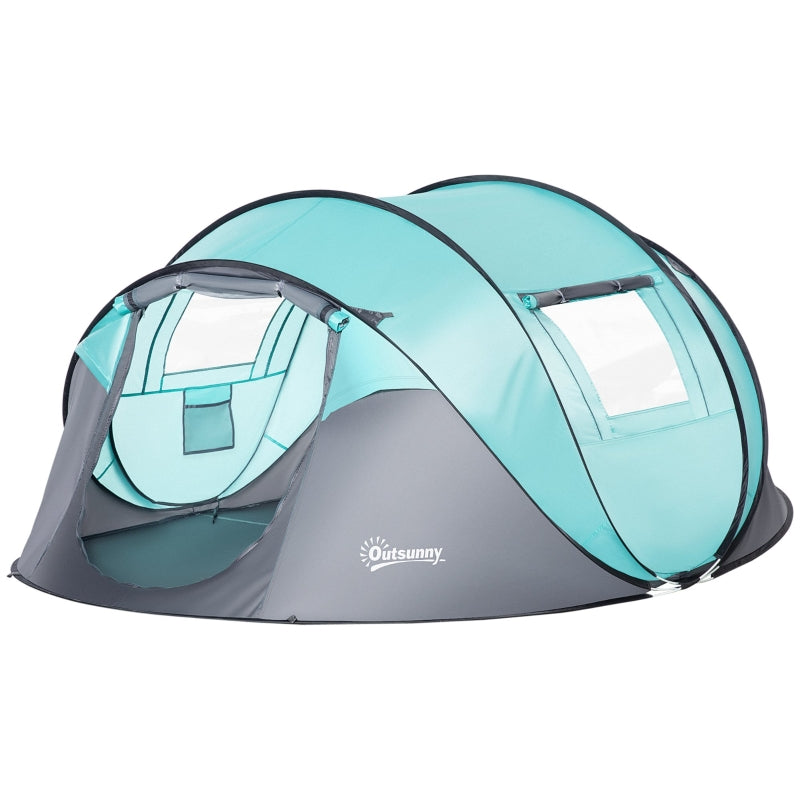 4 Person Tiffany Blue Pop Up Camping Tent with Vestibule