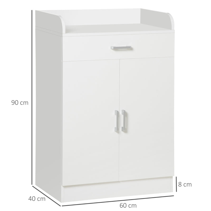 White Modern Storage Cabinet with Drawer and Shelf