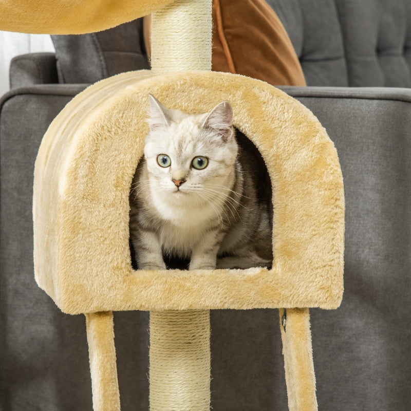 Cat Tree Tower with Hammock and Scratching Post - Grey