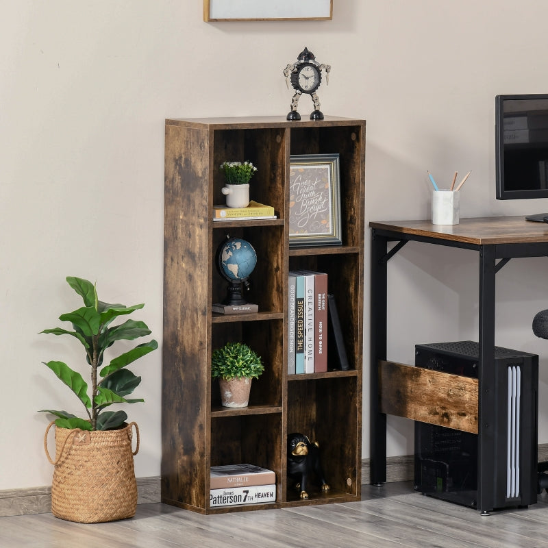 Rustic Brown Industrial Cube Bookshelf for Home Office