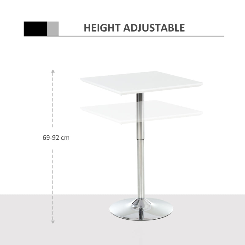 White Square Adjustable Bar Table with Metal Base