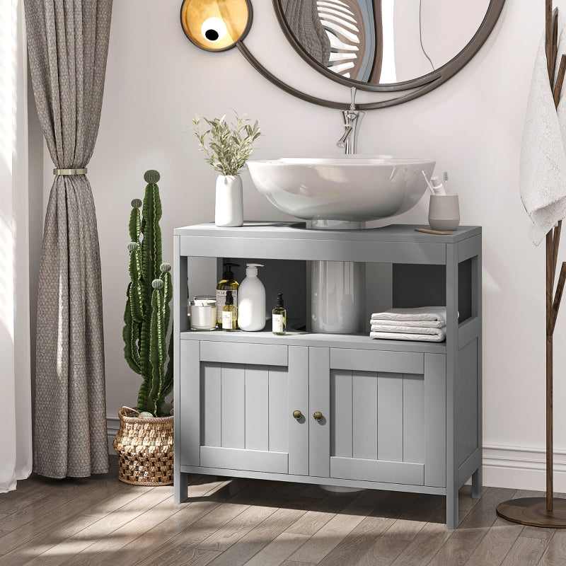 Light Grey Under Sink Cabinet with Double Doors