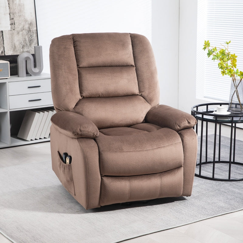 Brown Electric Massage Recliner Chair with Heat and Side Pocket