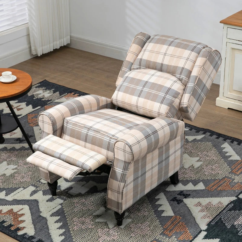 Khaki Padded Recliner Armchair with Armrest - Living Room Furniture