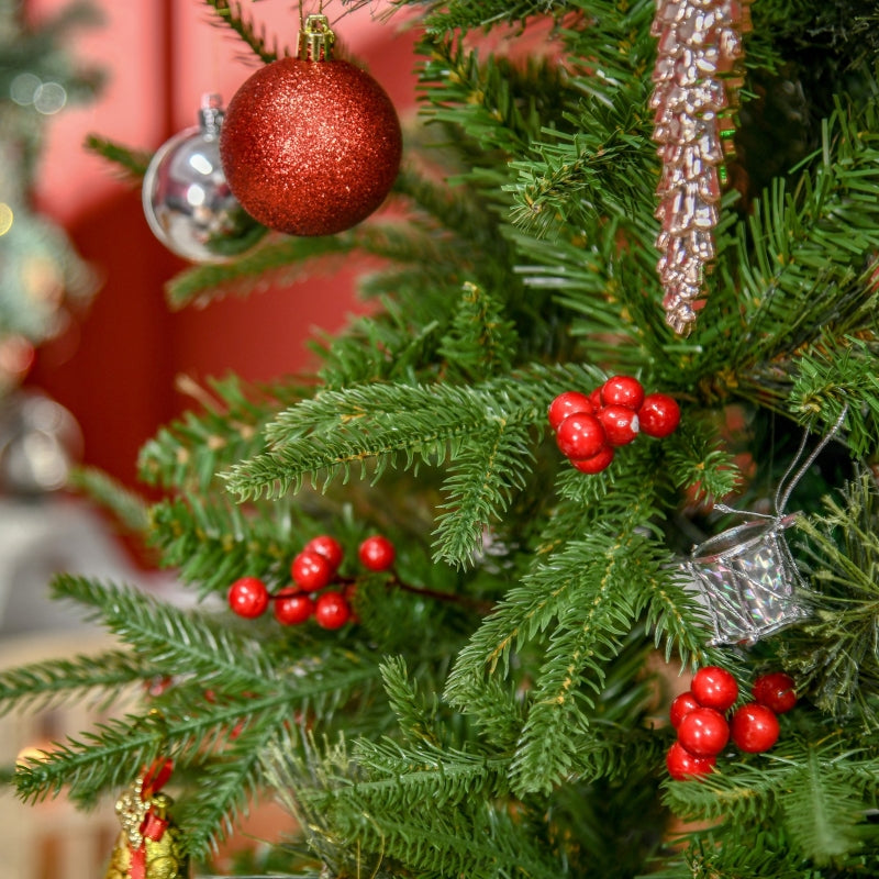 5ft Green Artificial Christmas Tree with Realistic Branches and Red Berries